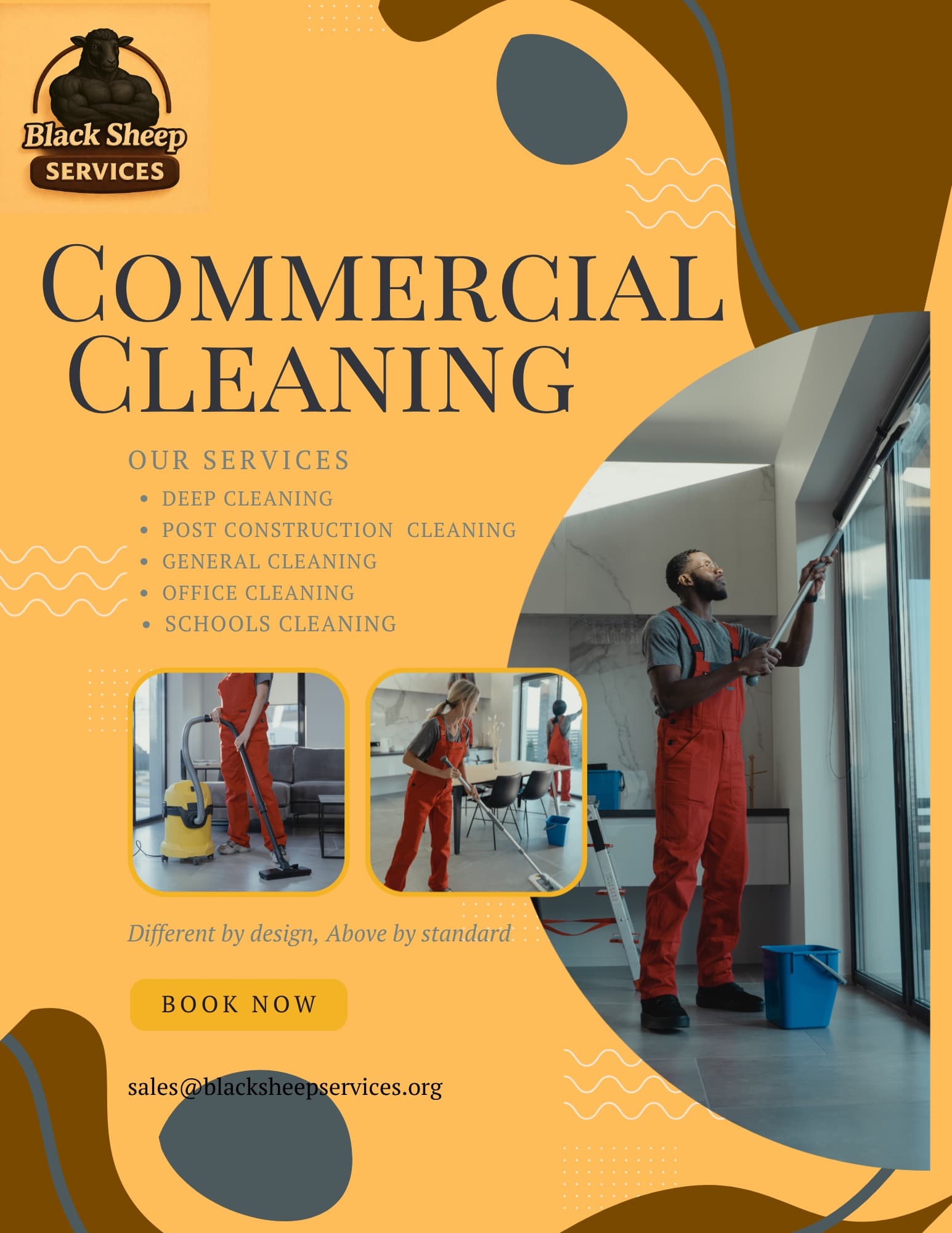 Black Sheep Services commercial cleaning promotional flyer