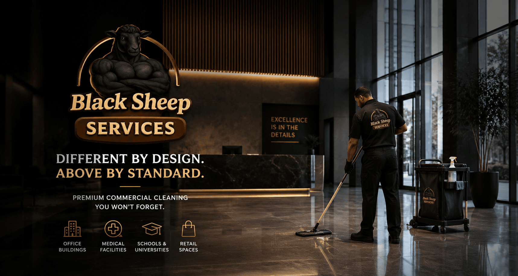 Black Sheep Services — premium commercial cleaning. Different by design, above by standard.